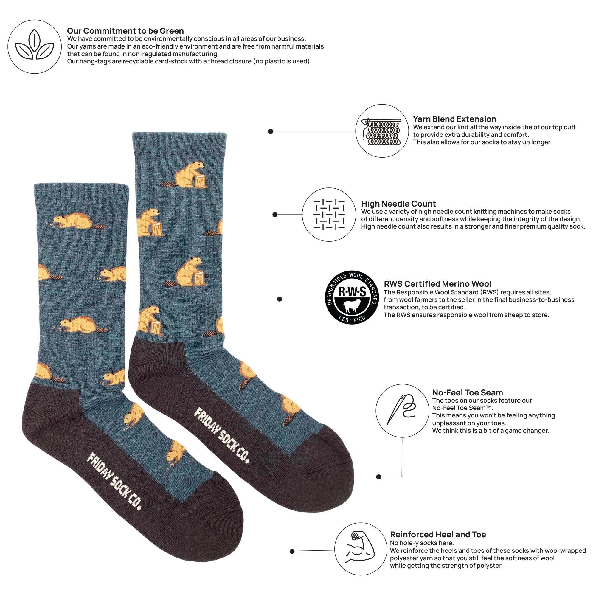 Men's Beaver Merino Wool Socks