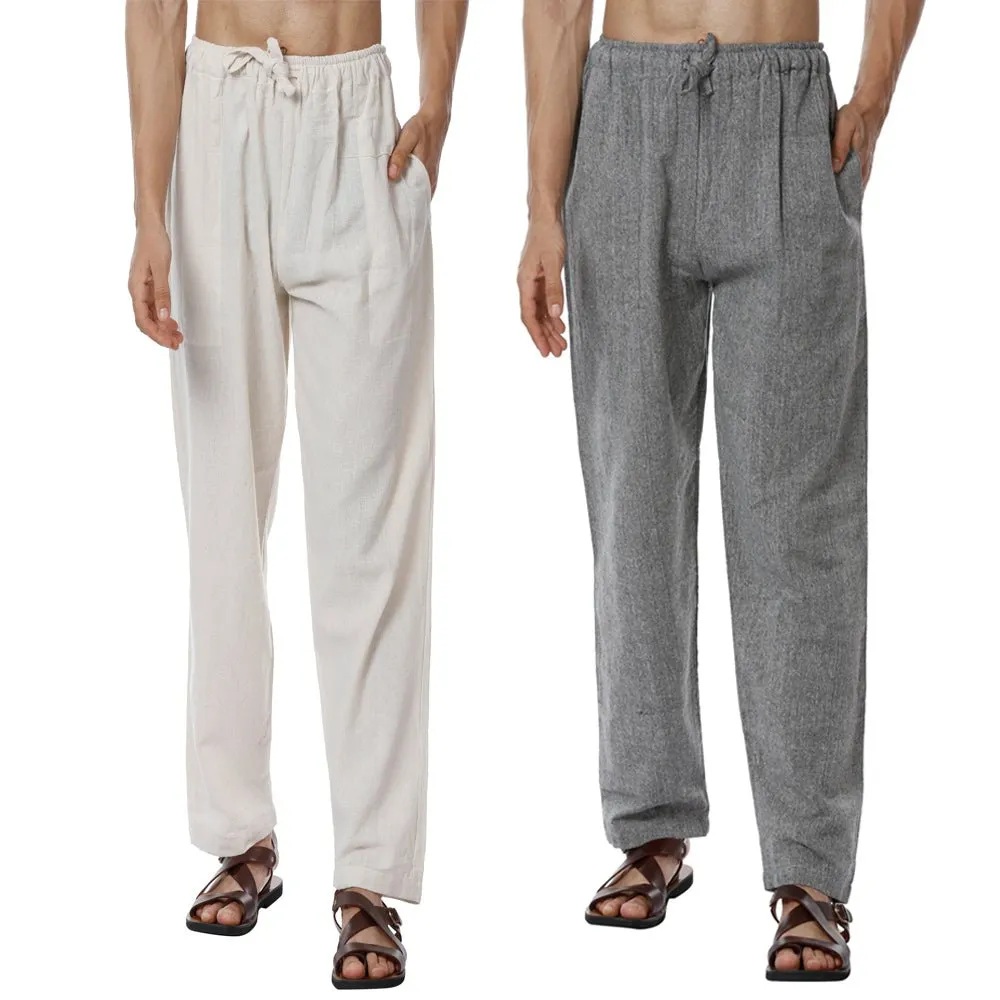 Men's Pyjama Pack of 2 |  Cream & Grey | Fits Waist Sizes 28" to 36"