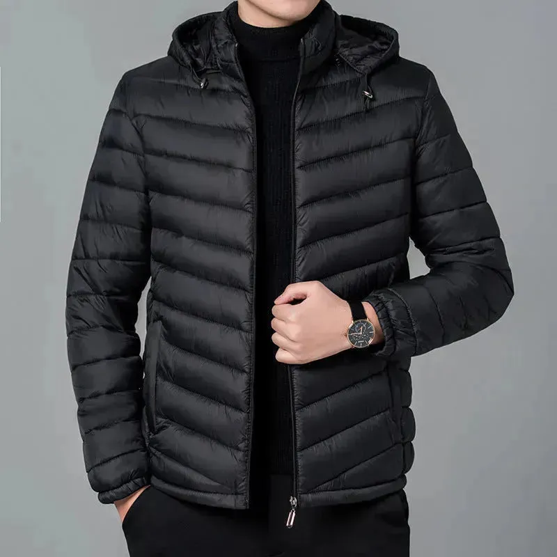 Men's Winter Zip up Hooded Puffer jacket Quilted down coat jacket