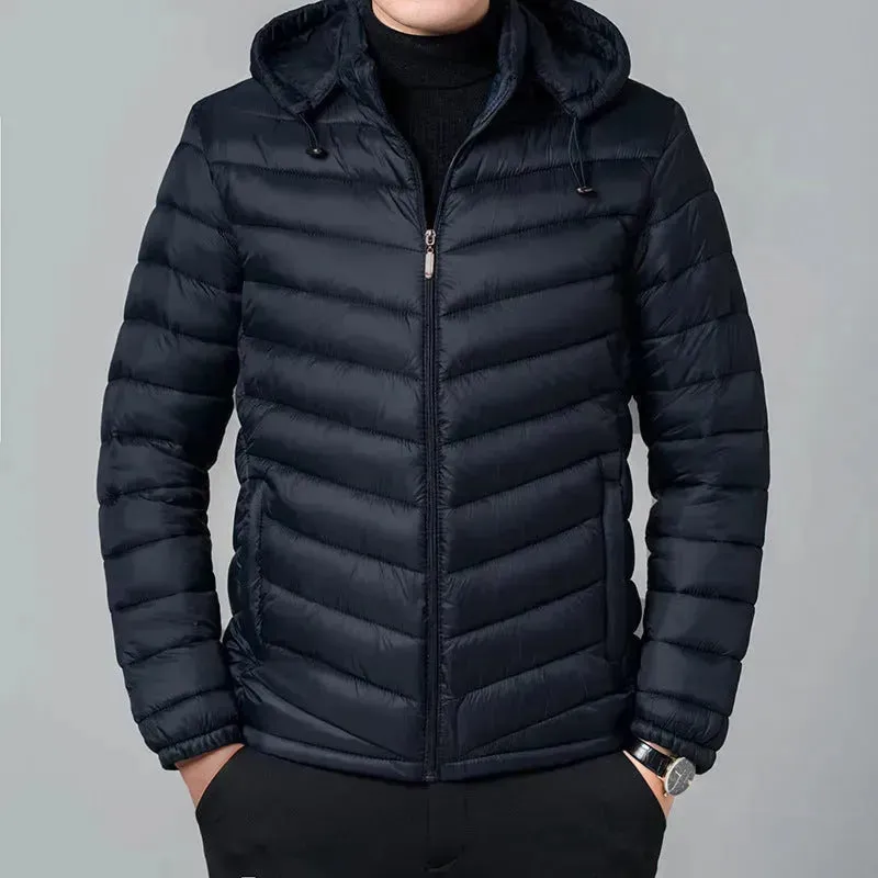 Men's Winter Zip up Hooded Puffer jacket Quilted down coat jacket