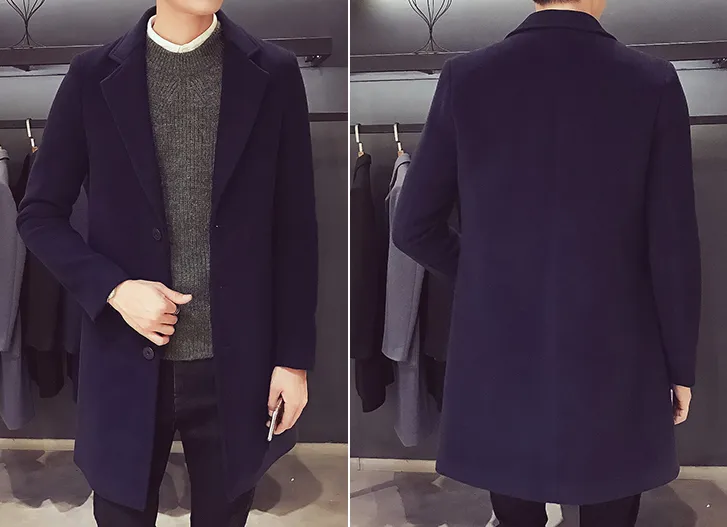 Navy Blue Wool and Blends Trench Over Coat by ITALIAN VEGA®