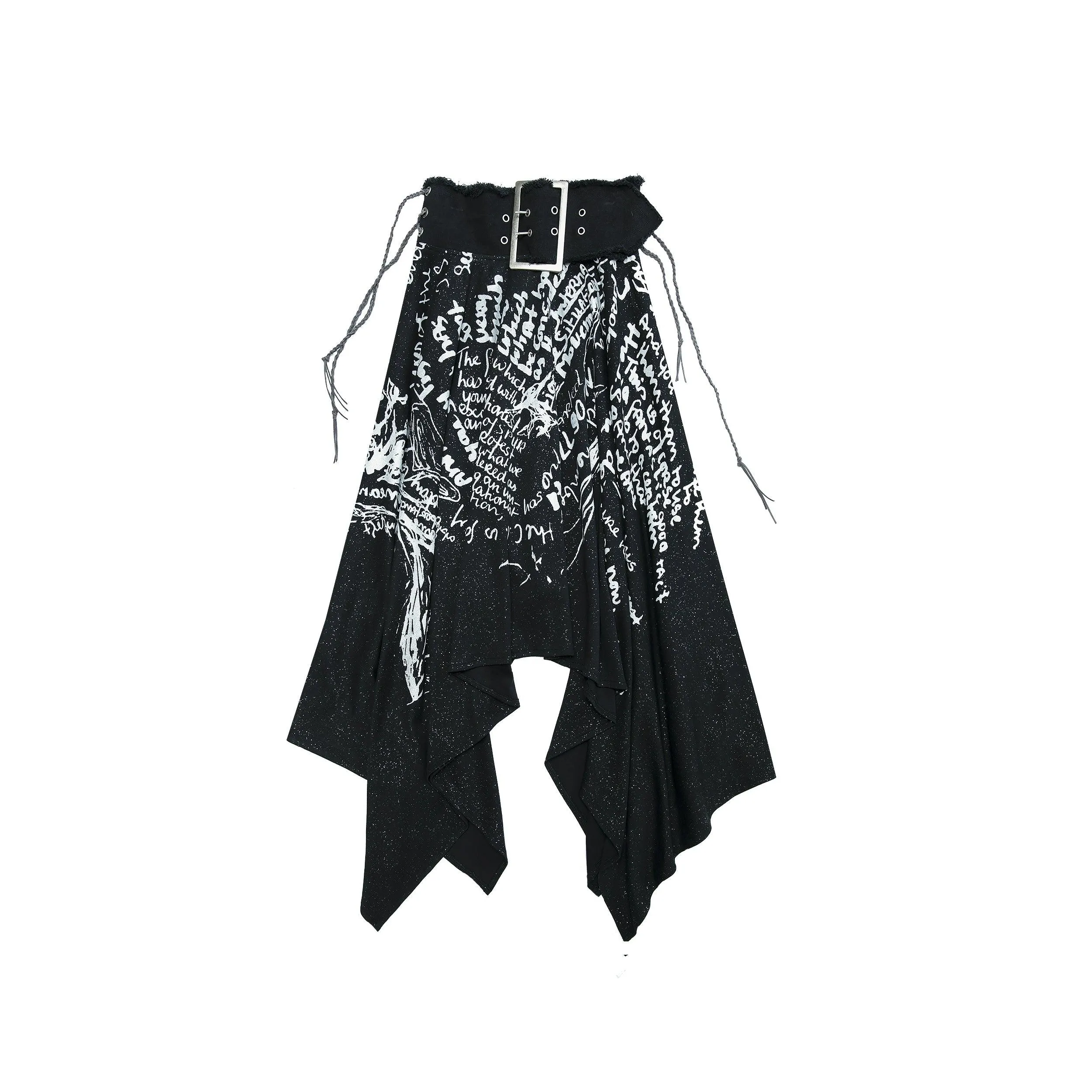 No Romance Asymmetrical Handkerchief Skirt - Women'S Belted Tree Print Boho Midi Skirt