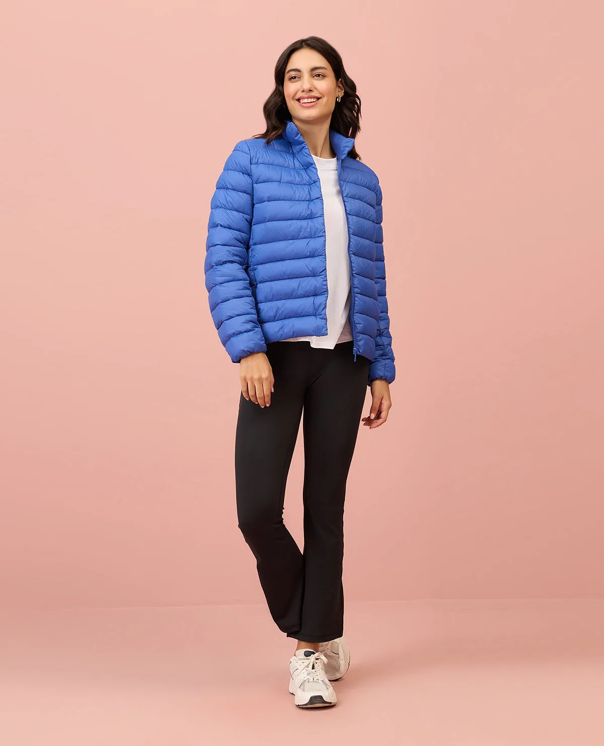 NYKD By Nykaa Ultra Light Weight Puffer Jacket with Inbuilt Bag (Set of 2)-NYAT405-Blue