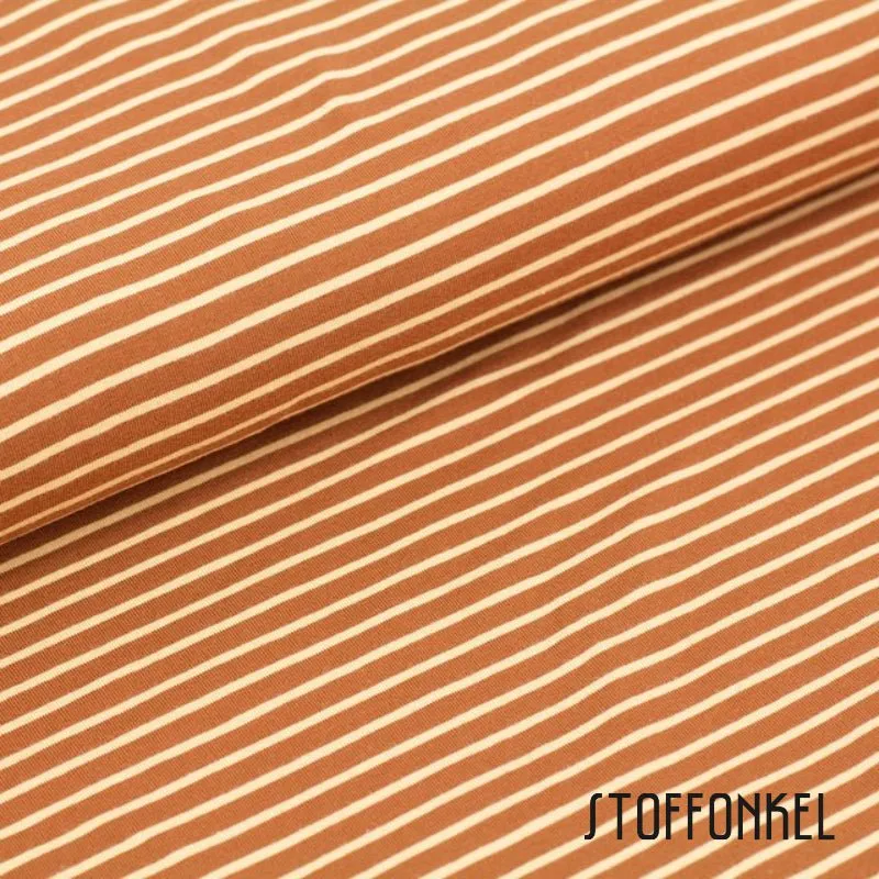 Organic Cotton Jersey - Stripes - Caramel