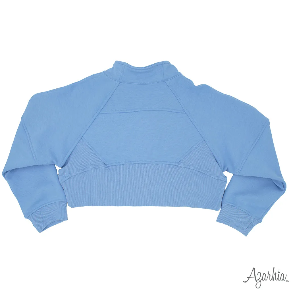 Oversized Cropped 1/4 Zip Sweatshirt in Light Blue