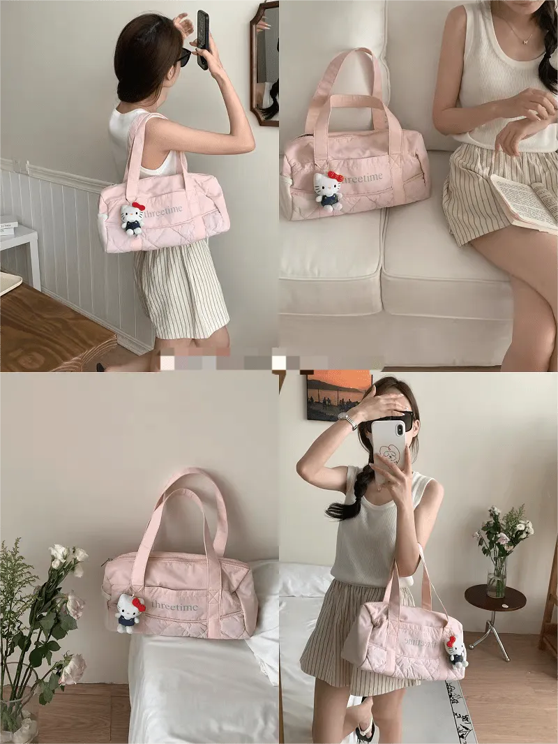 Pink Down-filled Fabric Tote Bag SK548