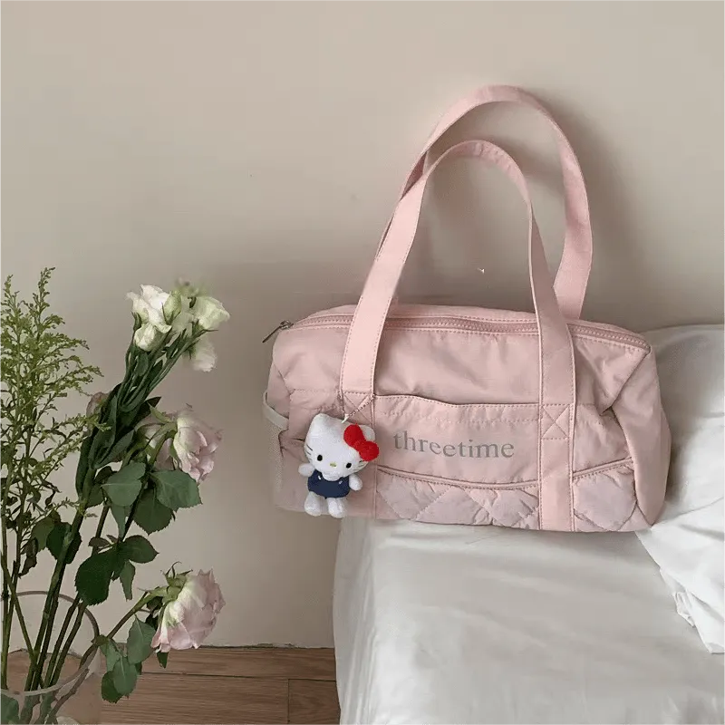 Pink Down-filled Fabric Tote Bag SK548