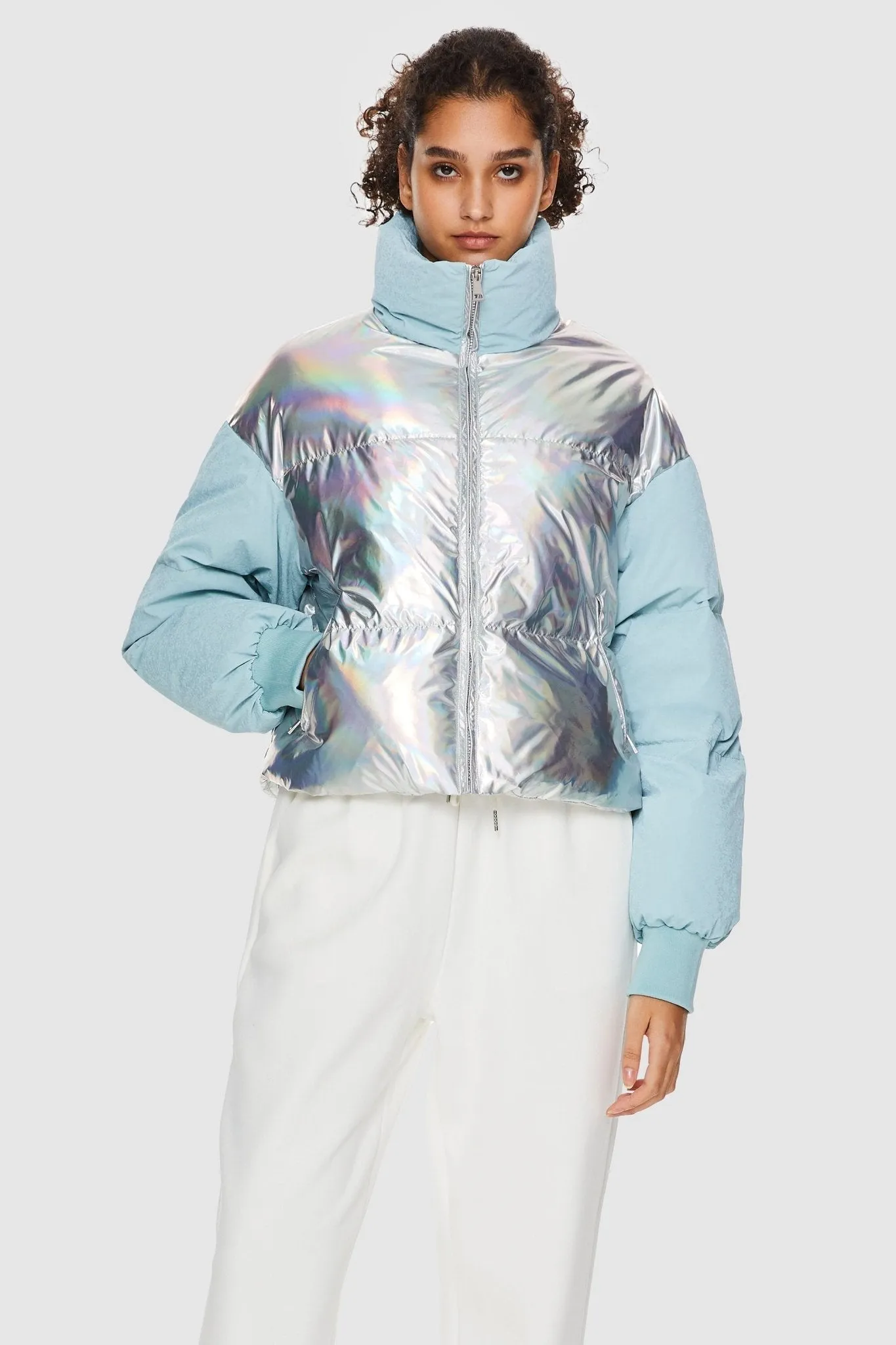 Puff-O Colorlay Chrome Cropped Puffer