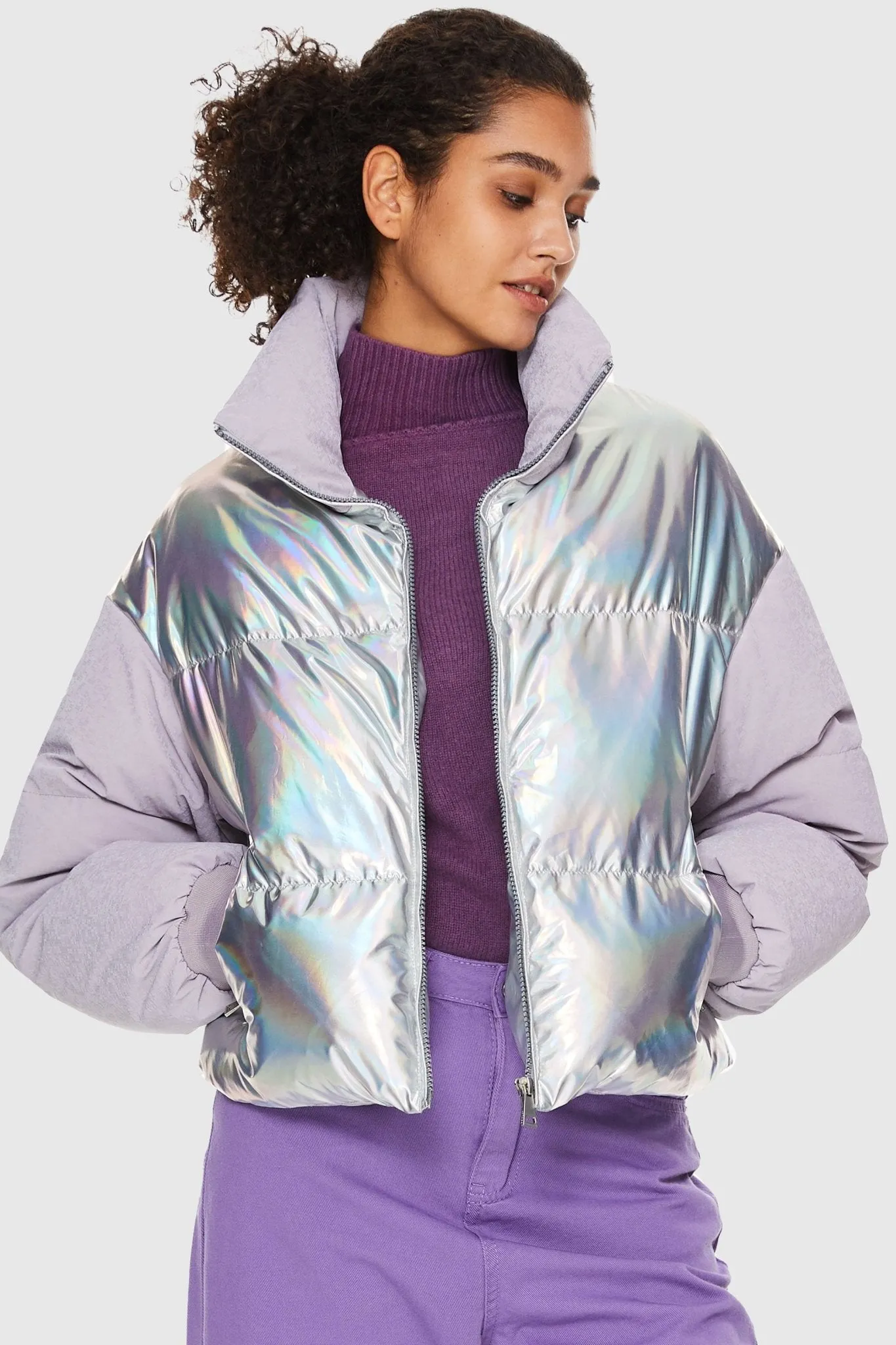 Puff-O Colorlay Chrome Cropped Puffer