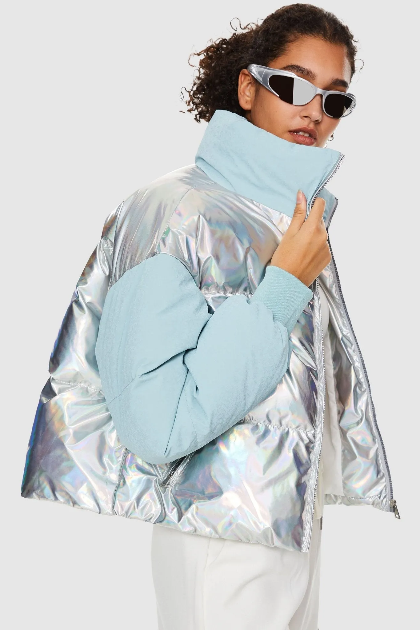 Puff-O Colorlay Chrome Cropped Puffer