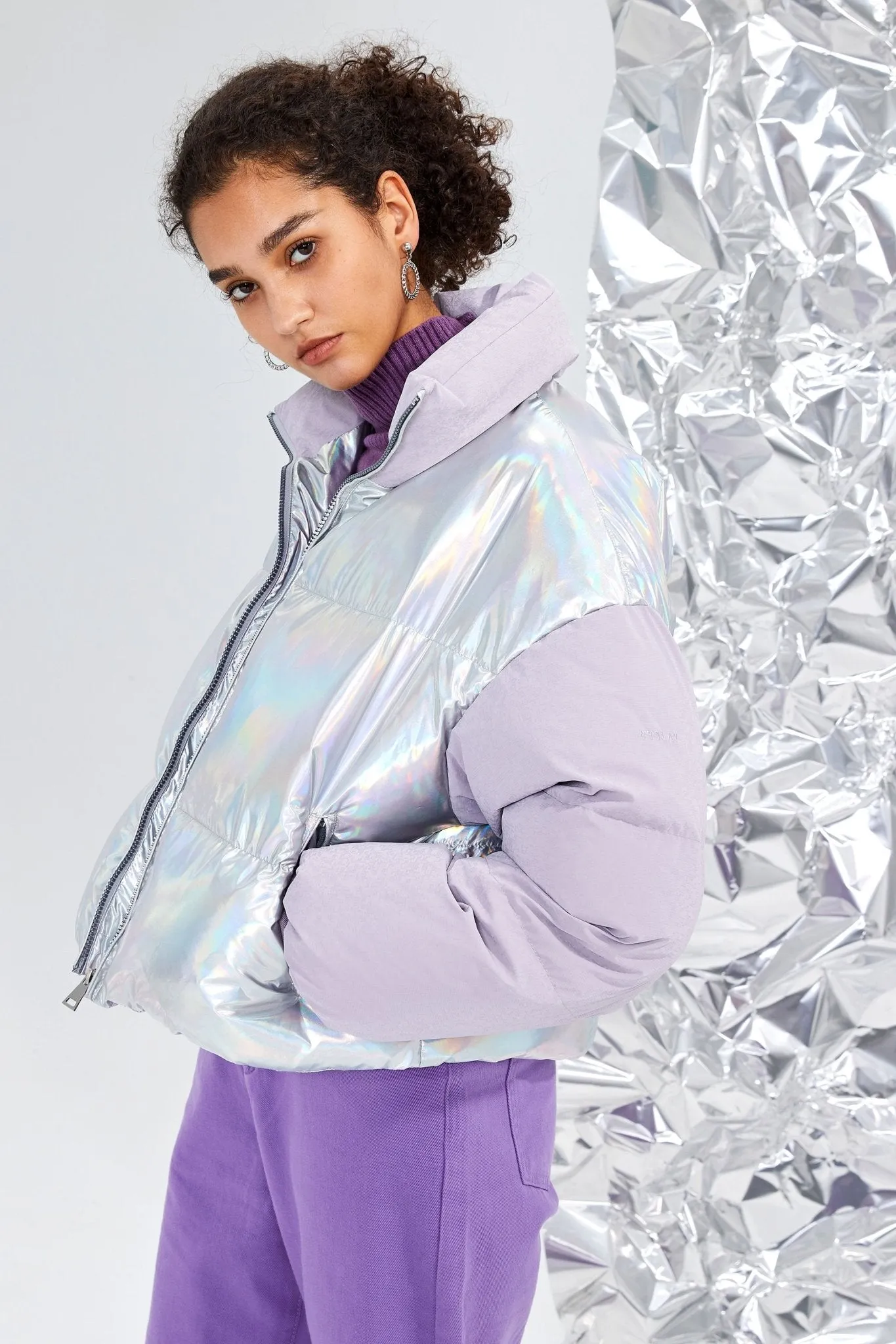 Puff-O Colorlay Chrome Cropped Puffer