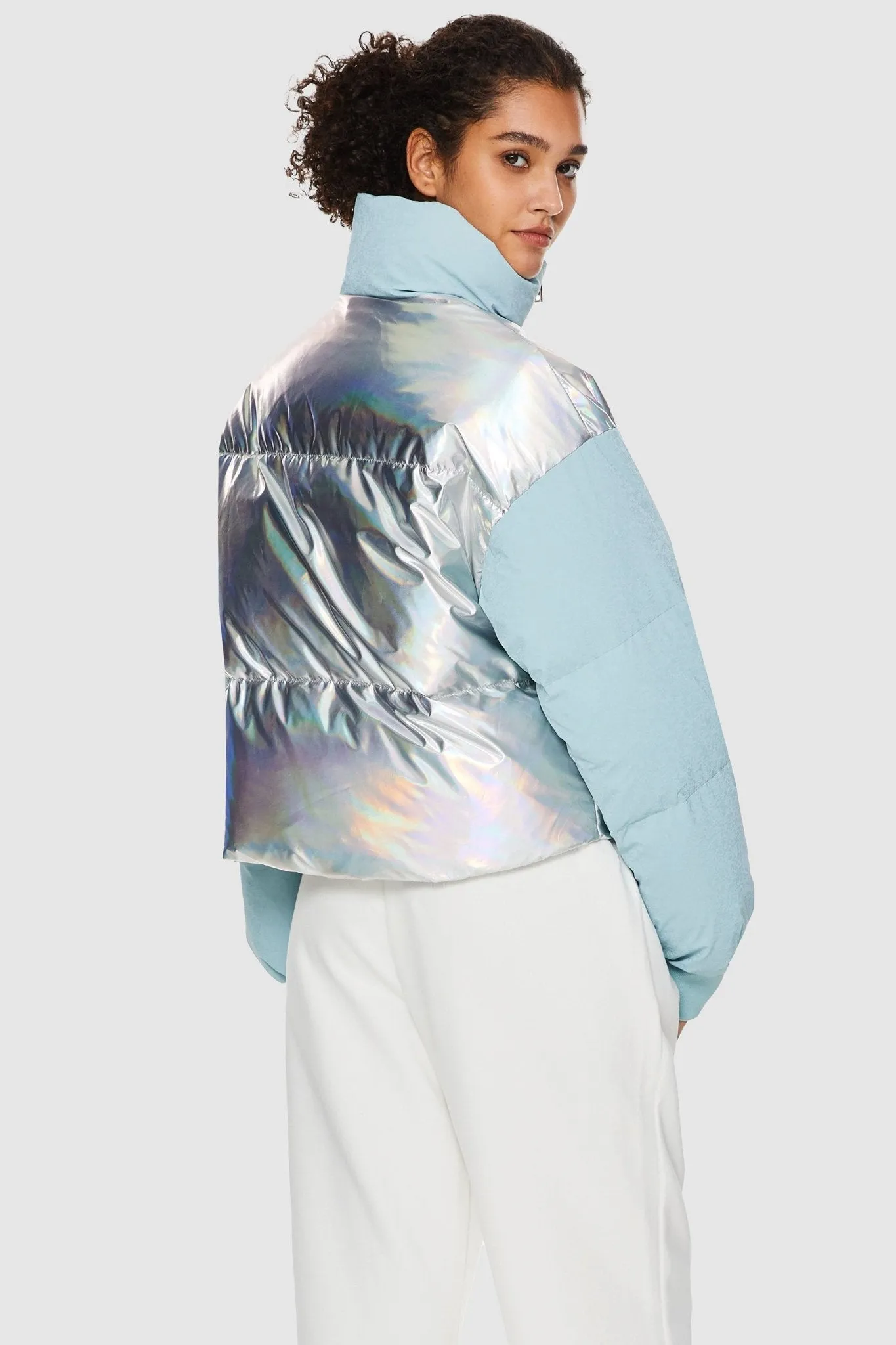 Puff-O Colorlay Chrome Cropped Puffer