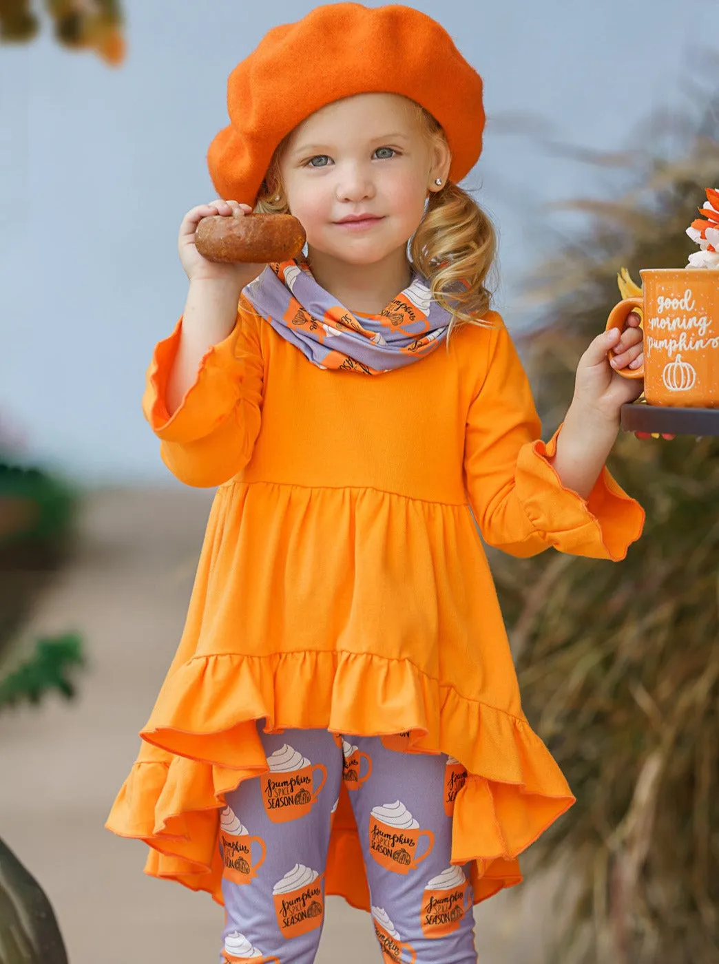 Pumpkin Spice Season Tunic, Scarf and Legging Set