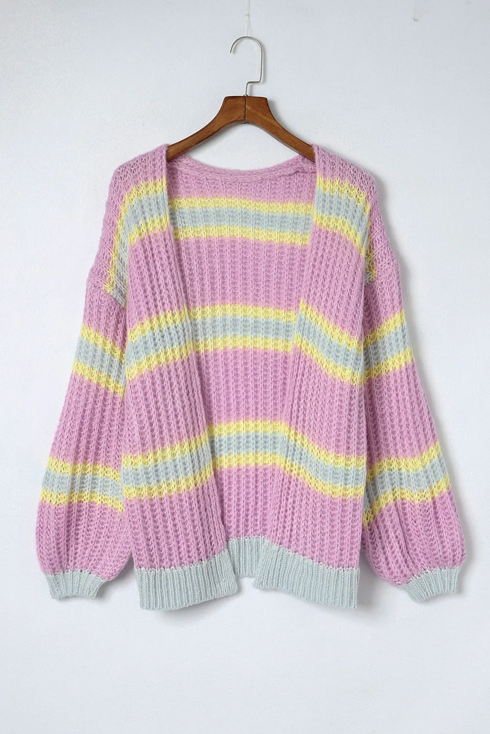 Stripe Open Front Sweater Cardigan