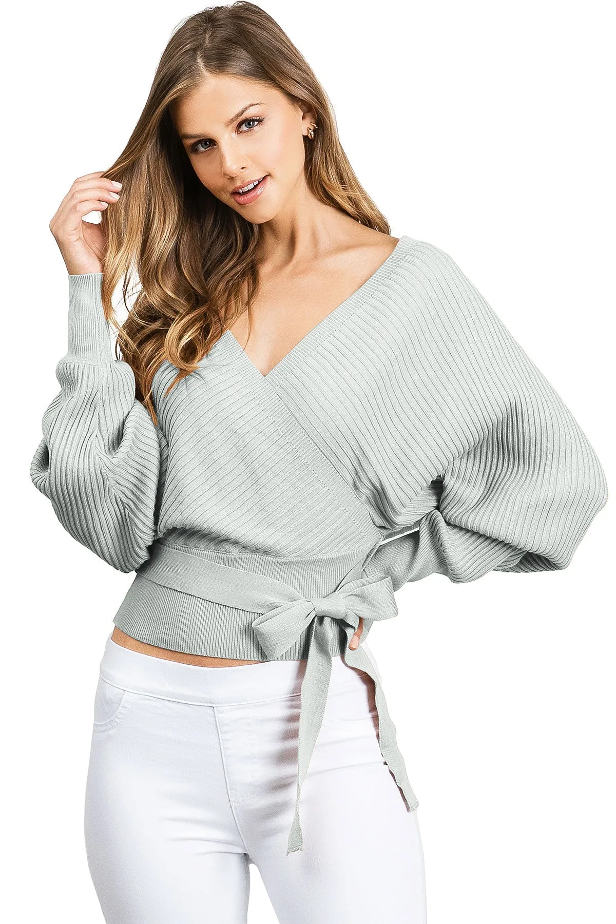 Surplice Knit Sweater Top