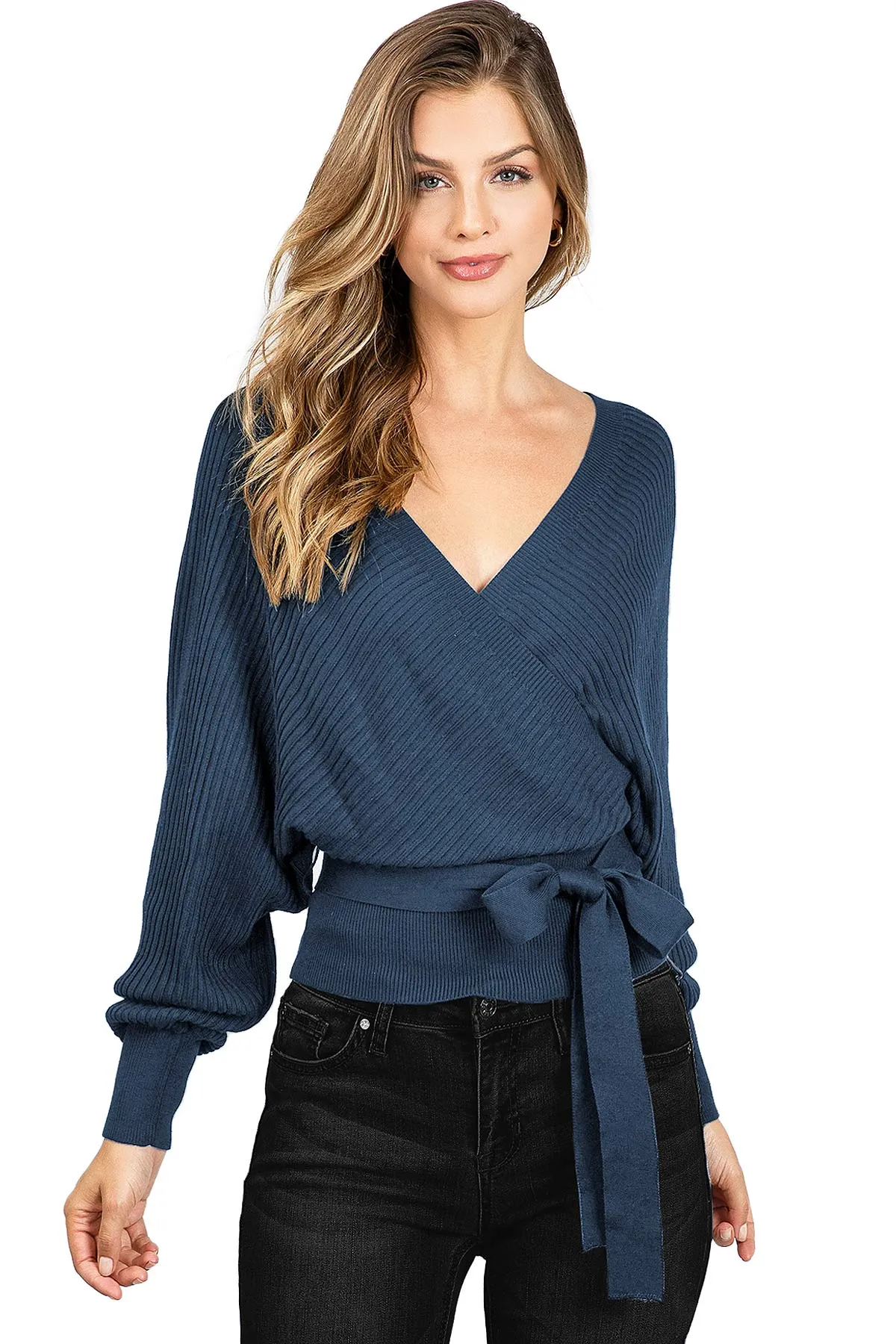 Surplice Knit Sweater Top