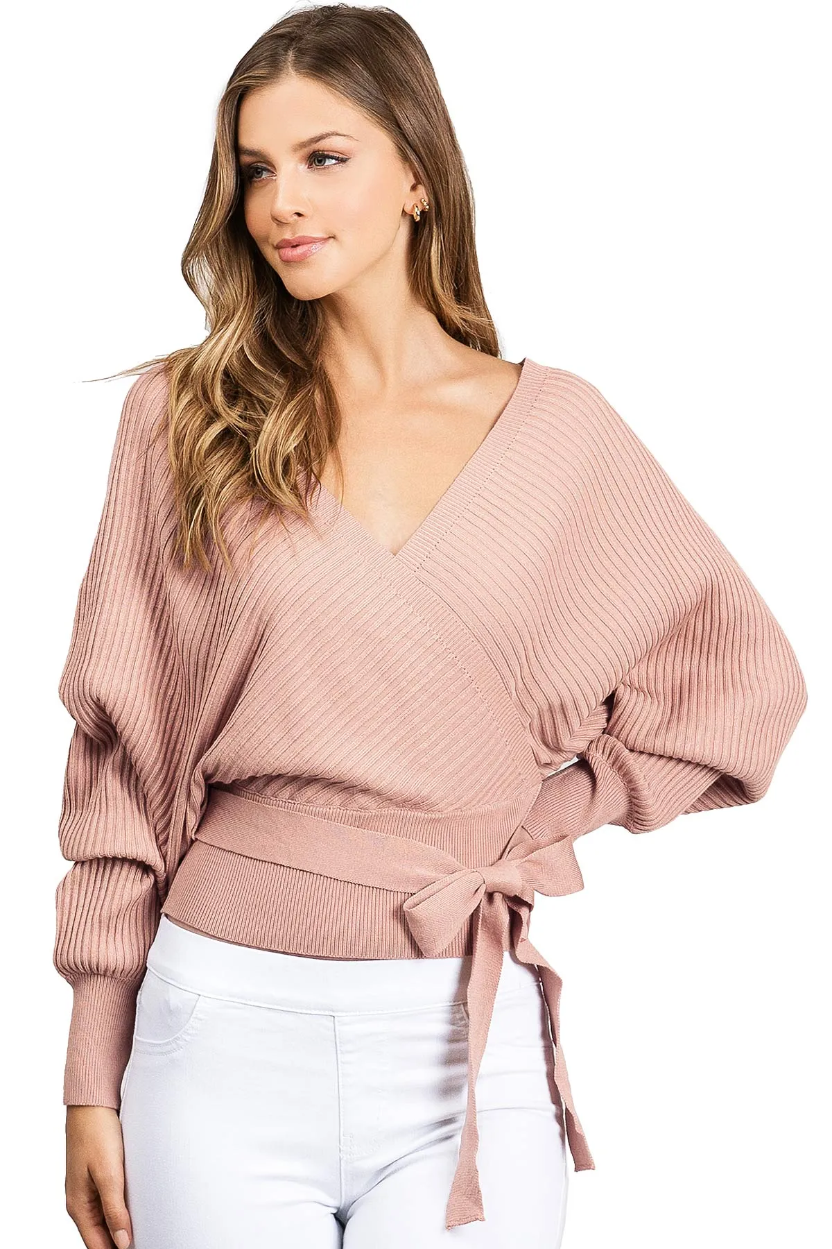 Surplice Knit Sweater Top