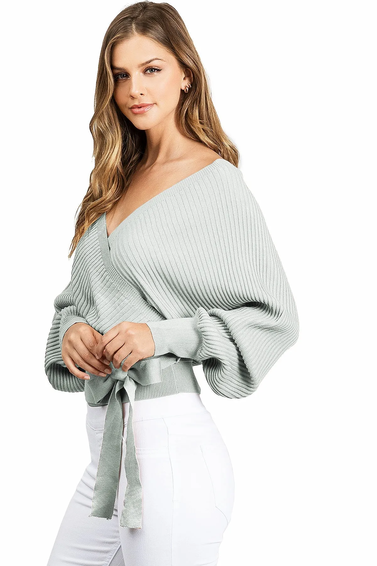 Surplice Knit Sweater Top