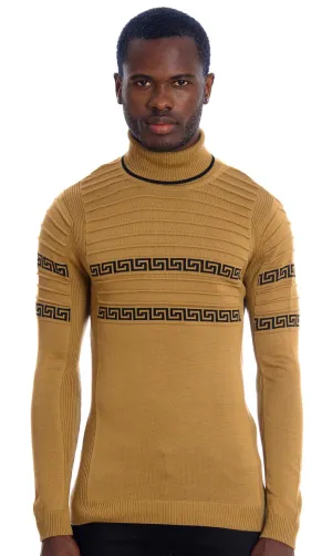 Tan Turtleneck With Black Design