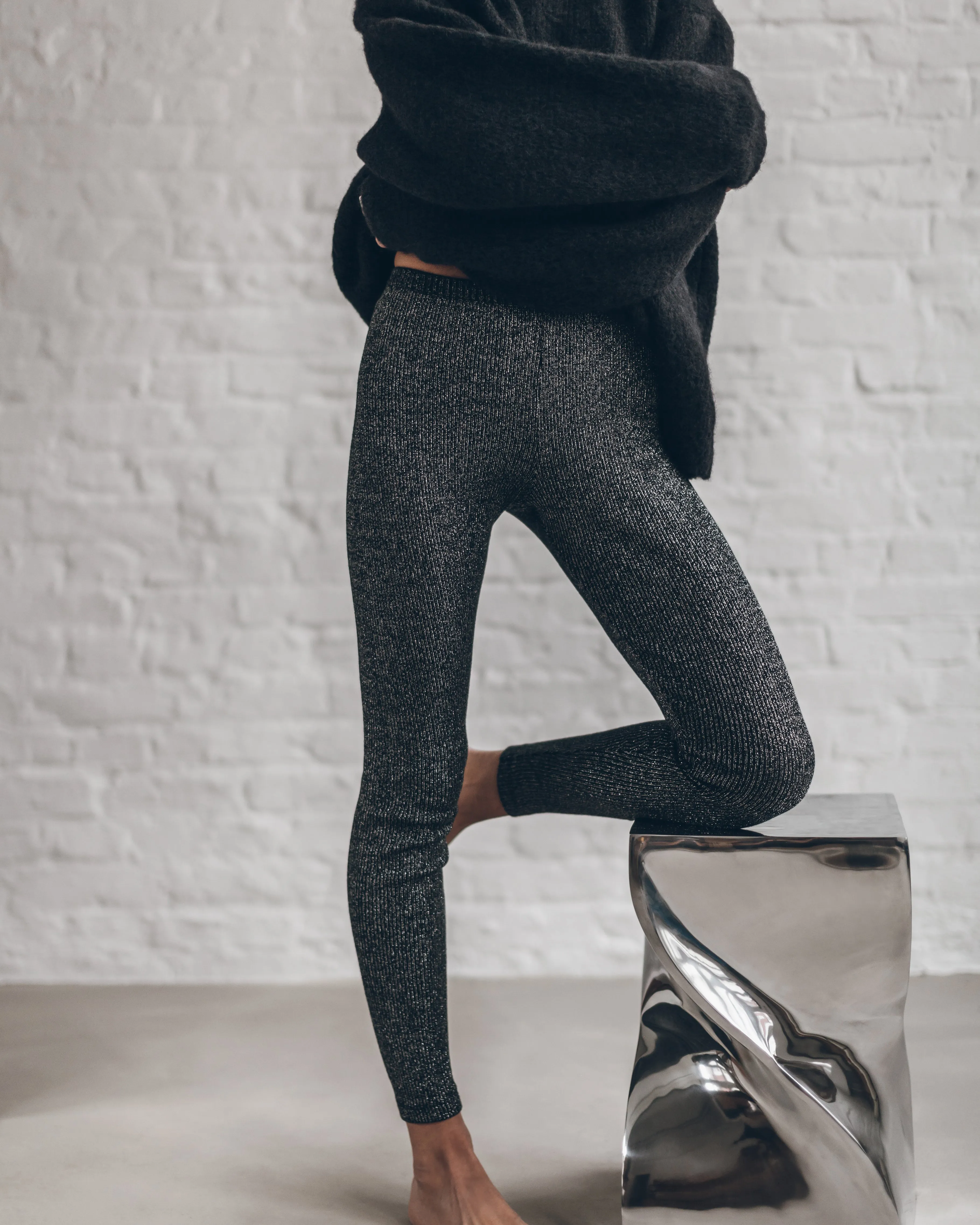 The Dark Glitter Ribbed Leggings