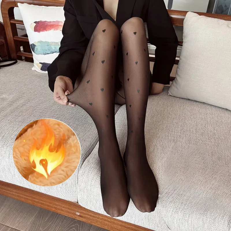 Thermal Stocking Women Translucent Soft Fleece Winter Warm Comfortable 3D Legging