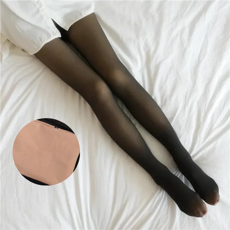 Thermal Stocking Women Translucent Soft Fleece Winter Warm Comfortable 3D Legging