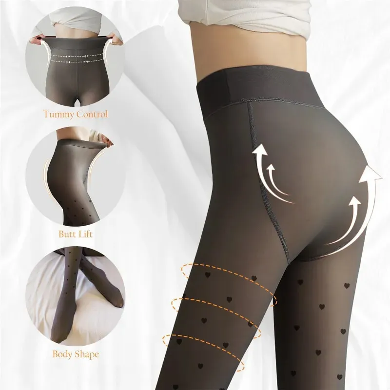 Thermal Stocking Women Translucent Soft Fleece Winter Warm Comfortable 3D Legging