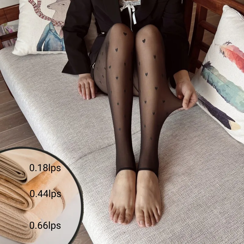 Thermal Stocking Women Translucent Soft Fleece Winter Warm Comfortable 3D Legging