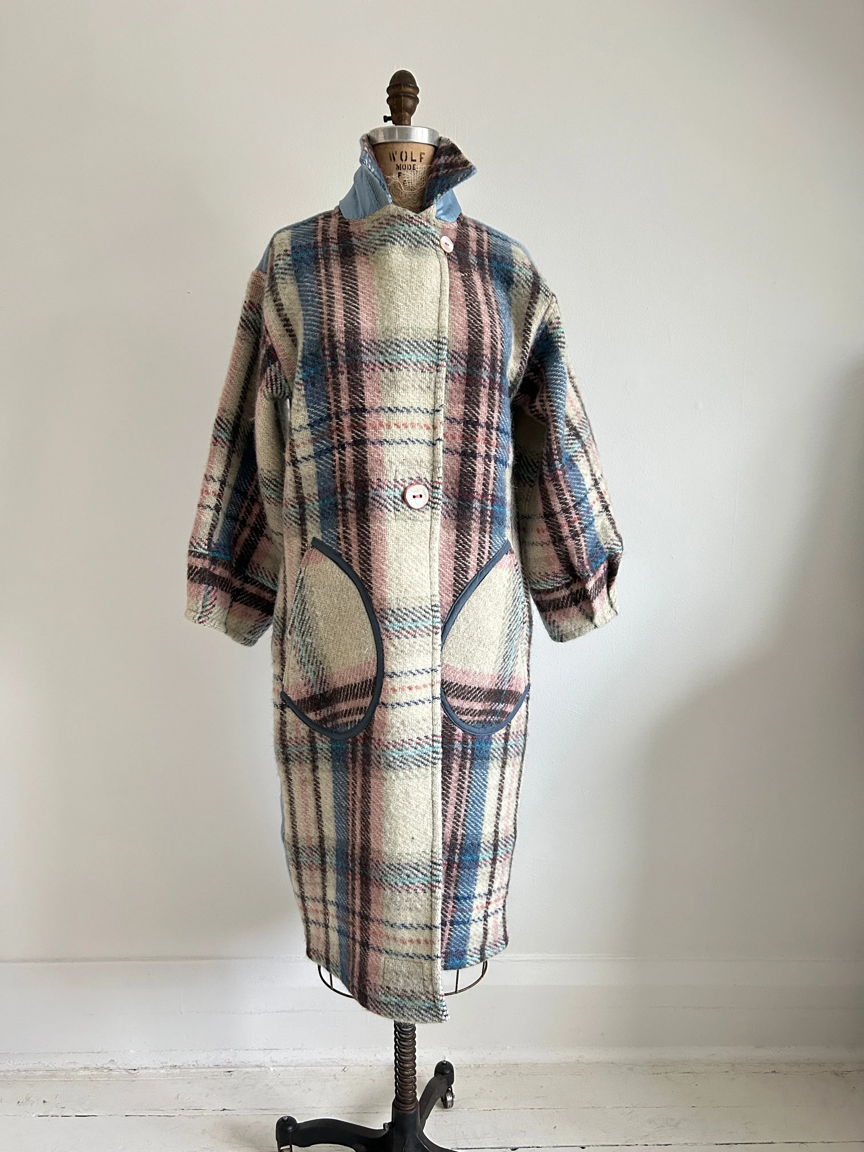 Trench with Vintage Wool Blankets Size S/M #TRENCH13