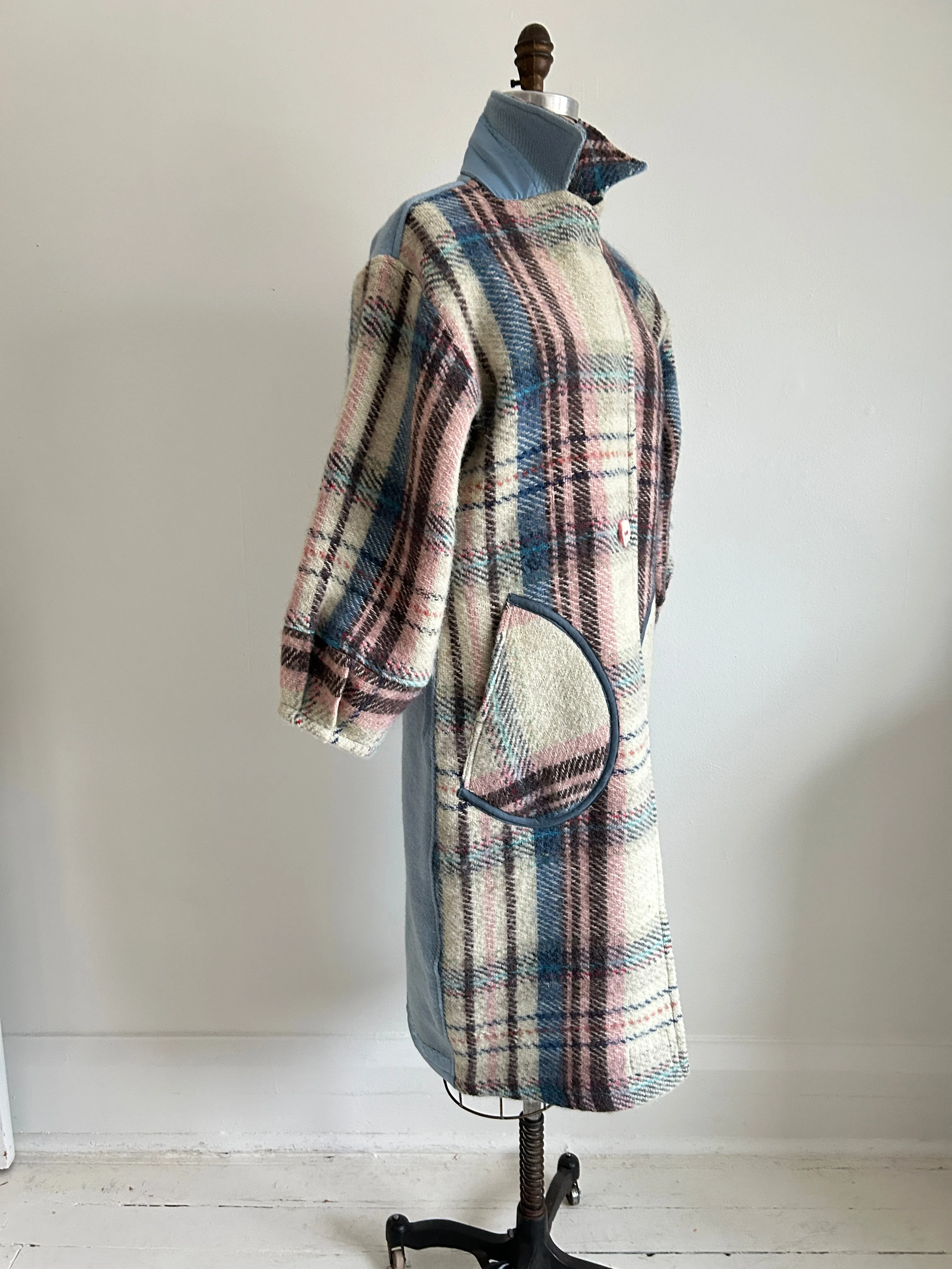 Trench with Vintage Wool Blankets Size S/M #TRENCH13