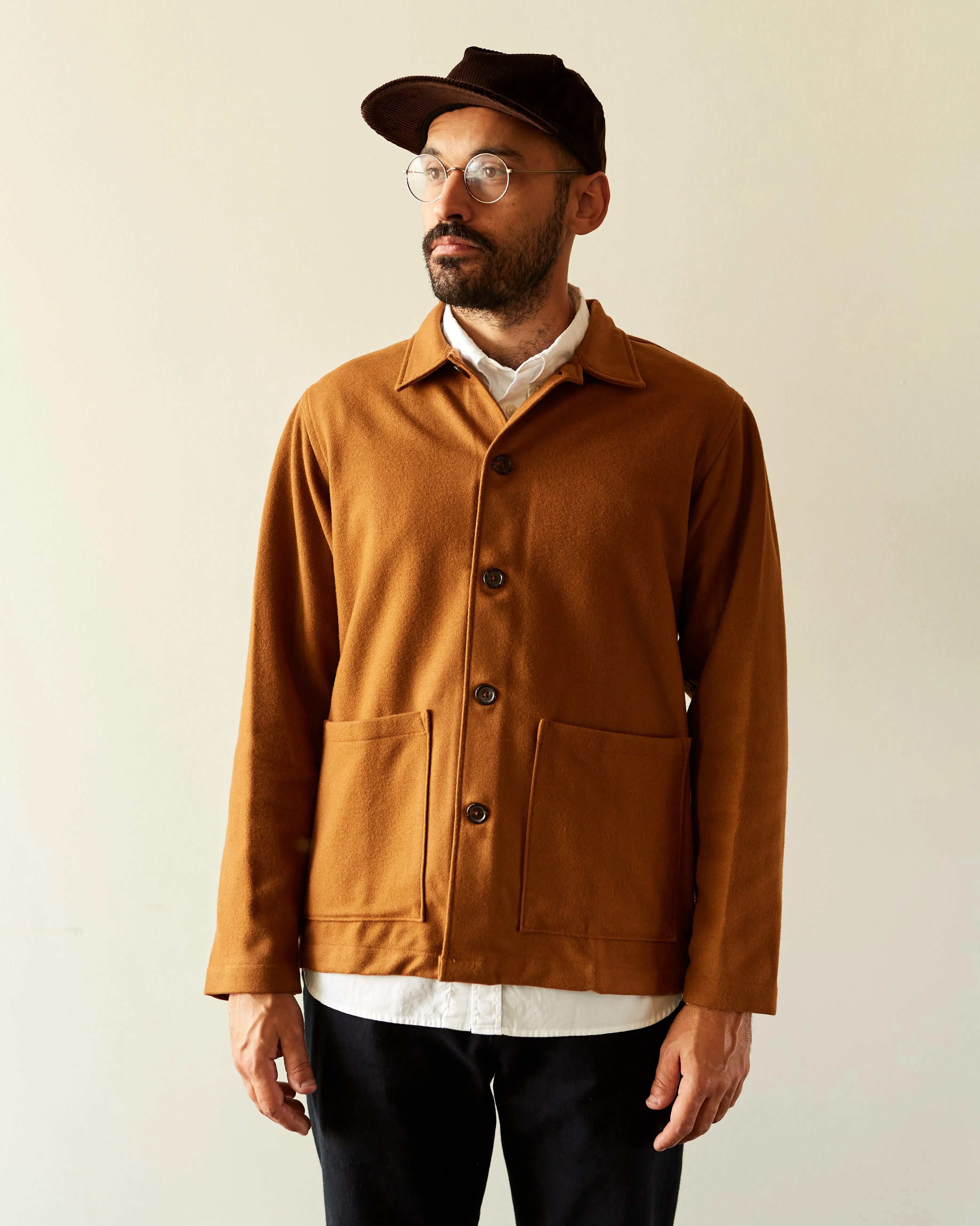 Universal Works Melton Easy Overshirt, Camel