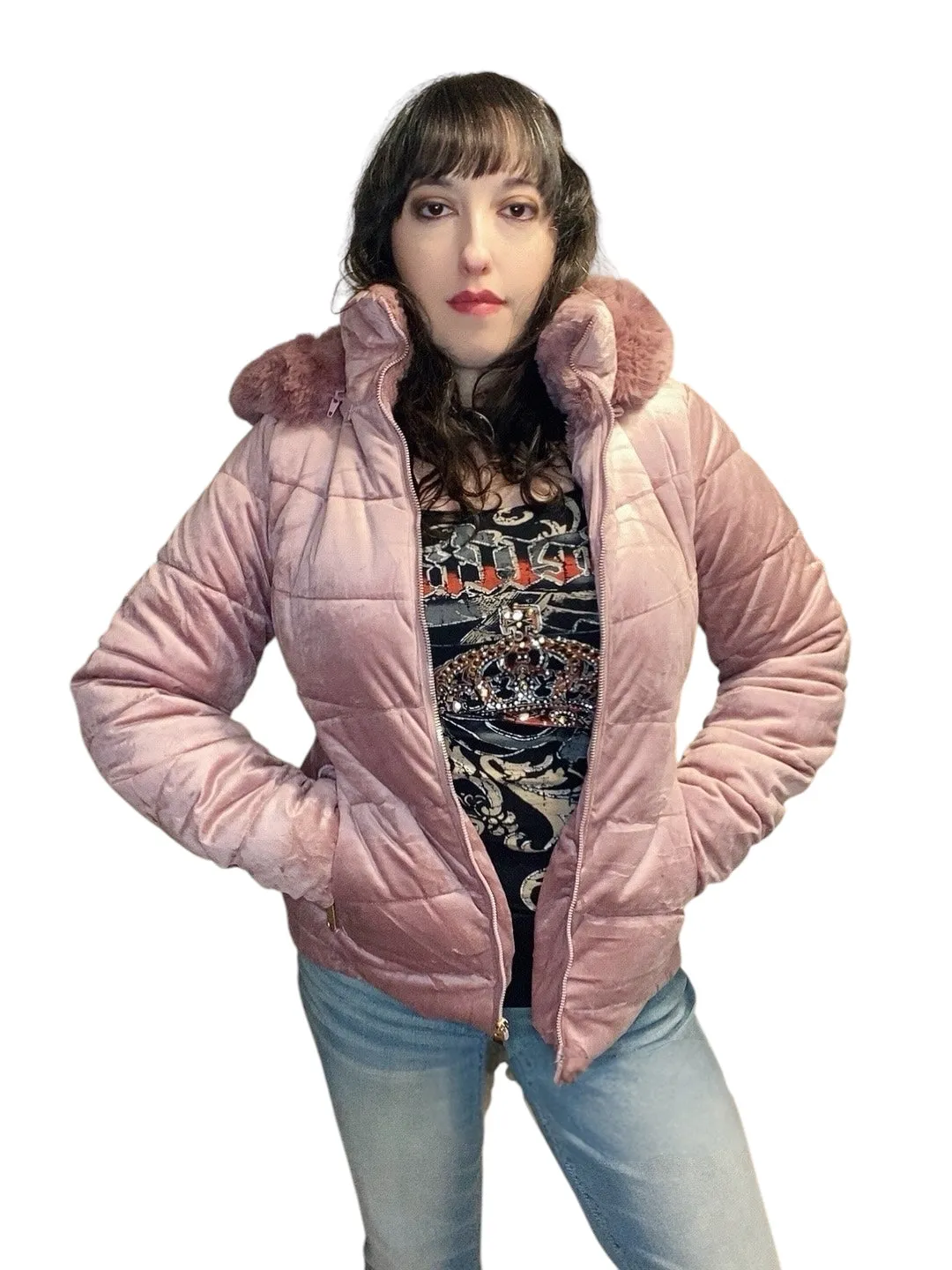 Valerie Velour Jacket: pink