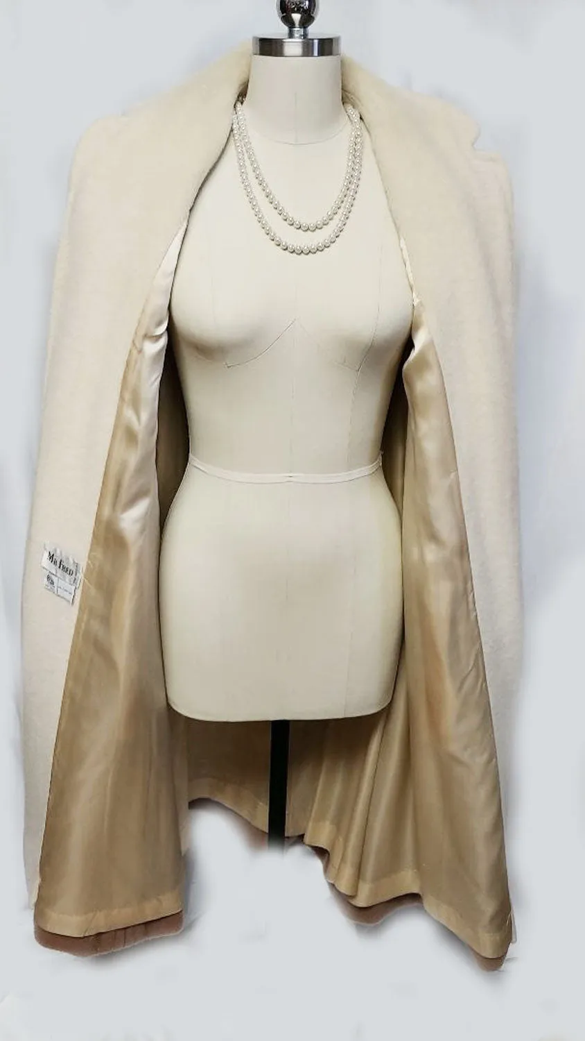 VINTAGE MR. FRED WOOL WRAP COAT IN CAMEL & IVORY - BEAUTIFULLY LINED