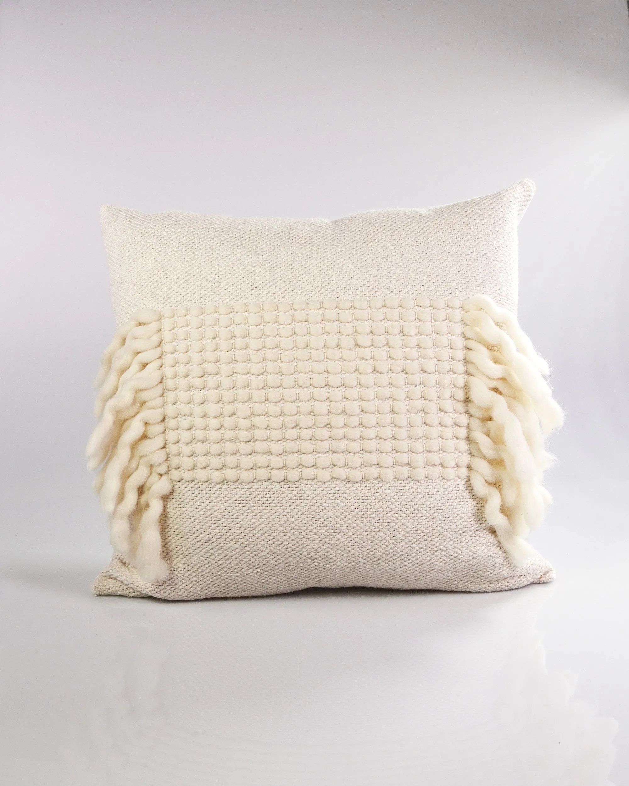 White Valle with Fringe Throw Pillow