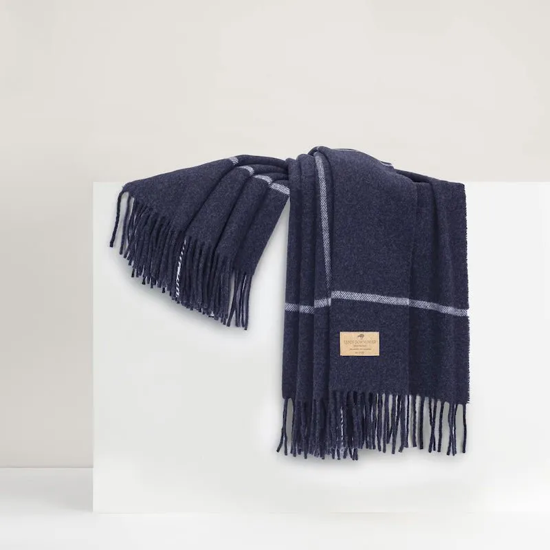 Windowpane Cashmere Throw Navy by Lands Downunder