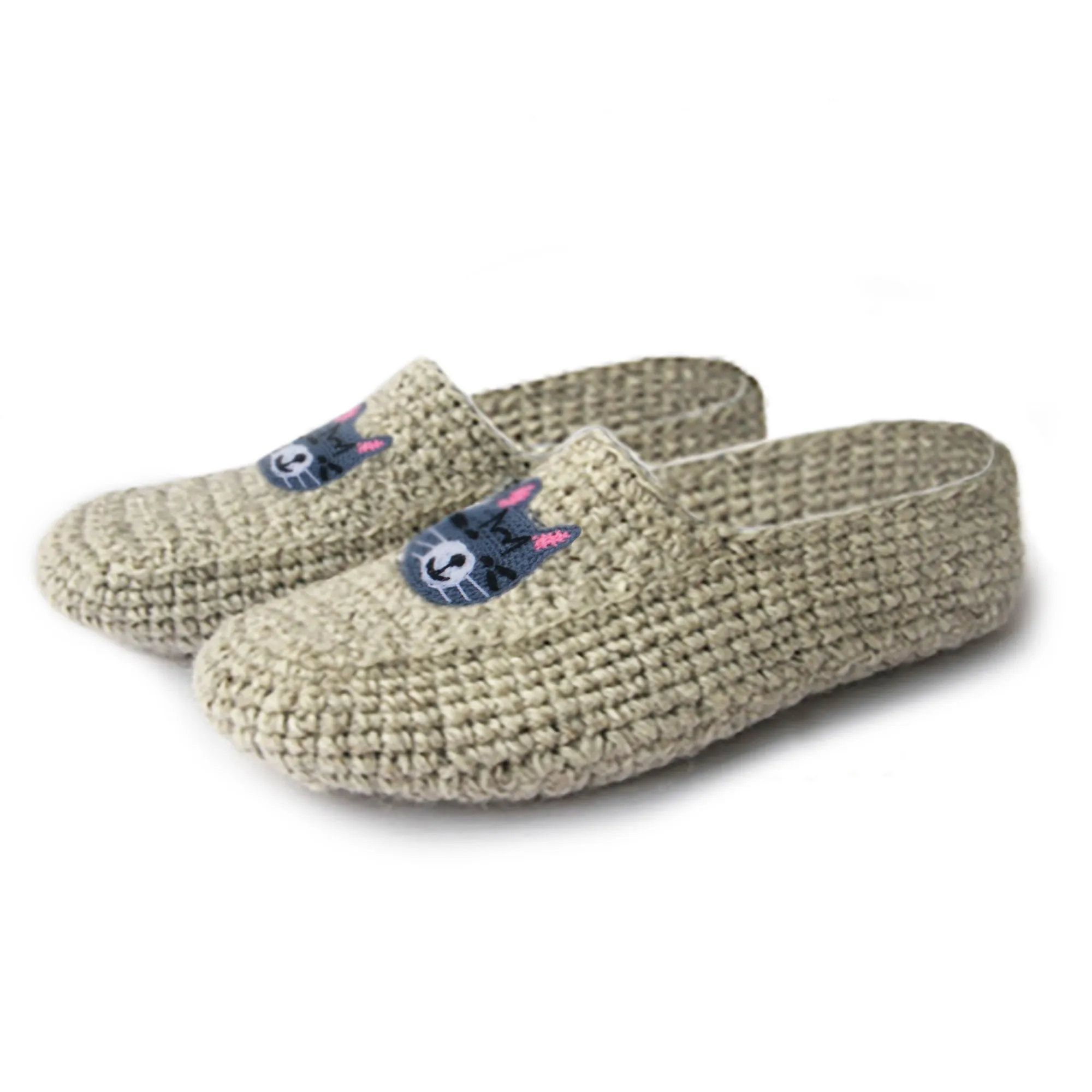 Women's Cozy Wool Slipper Socks Gray Cat