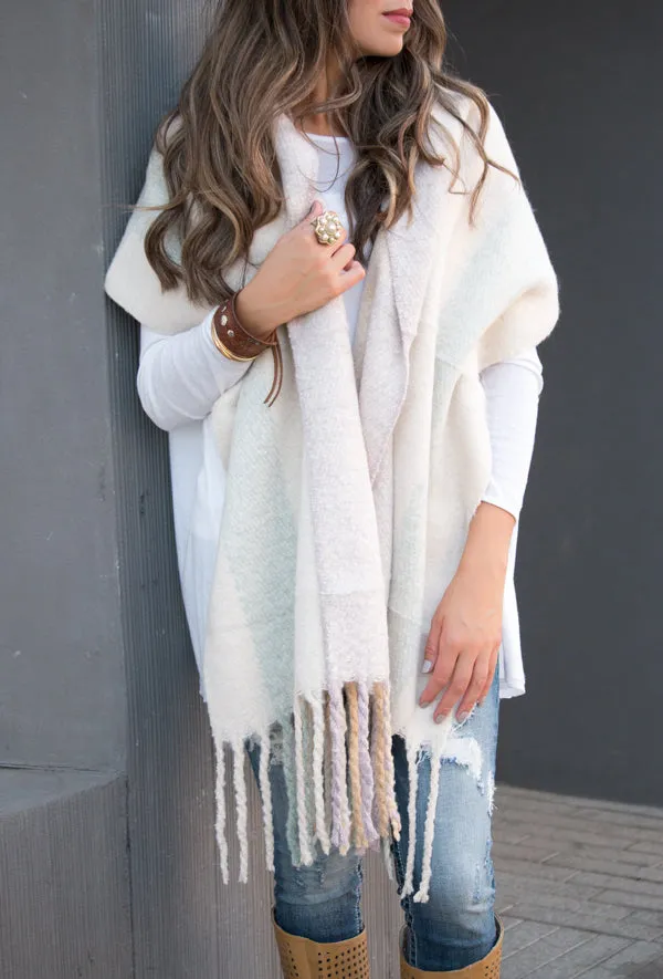 Wool Blend Tassel Scarf