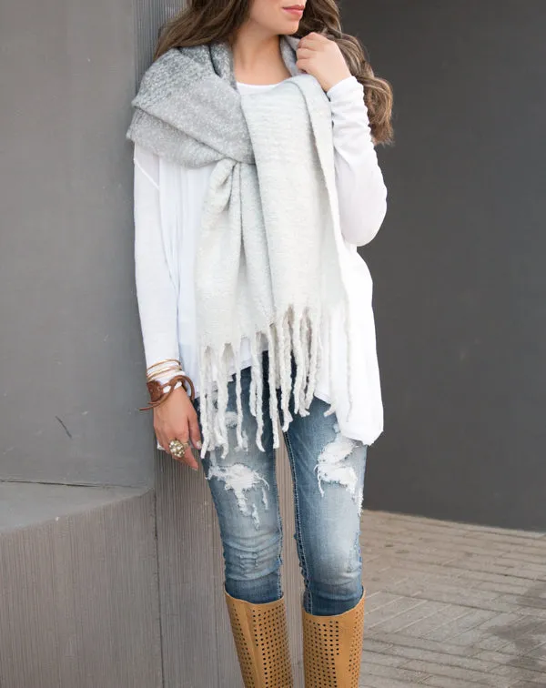 Wool Blend Tassel Scarf