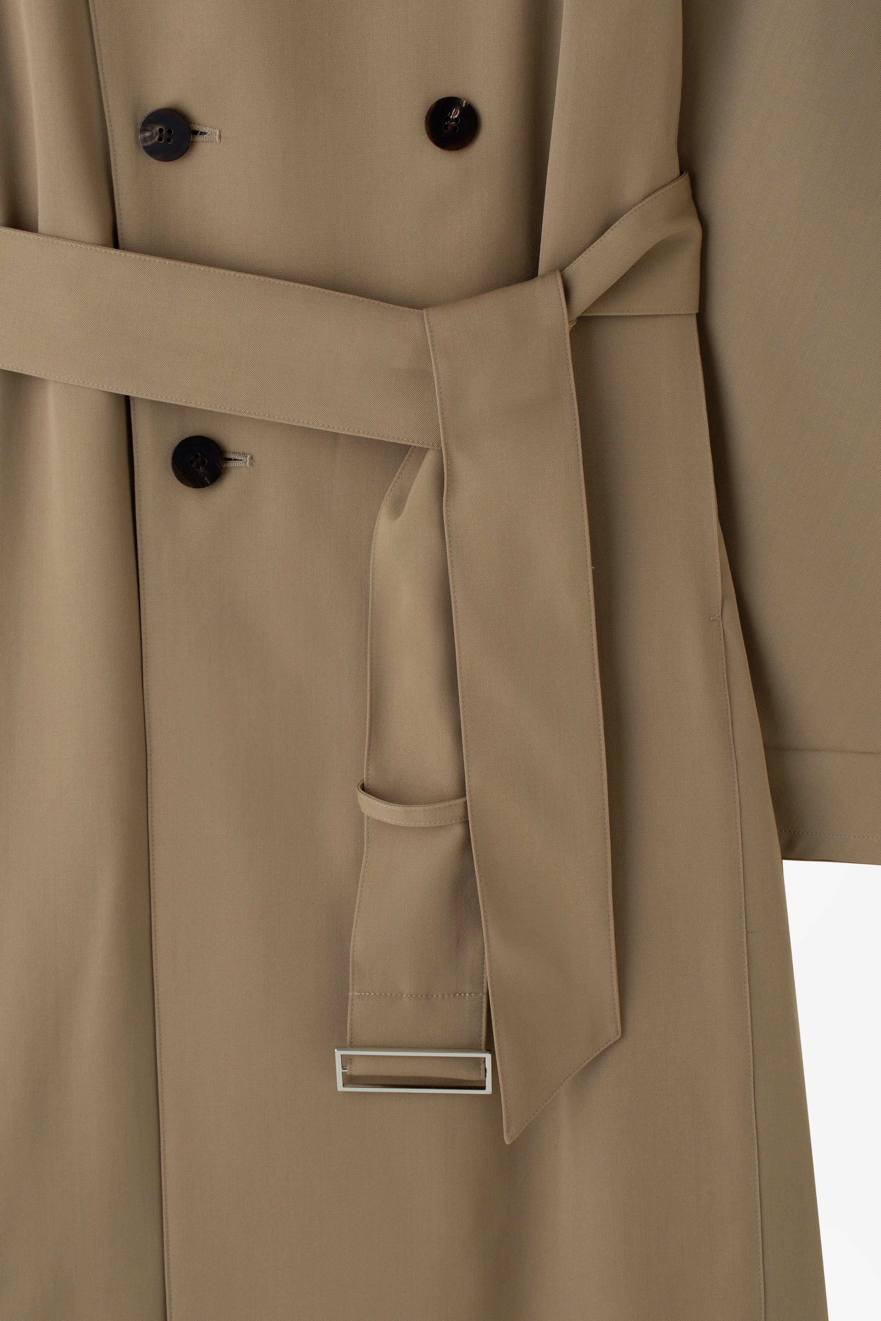 Wool Gabardine Trench Coat in Beige